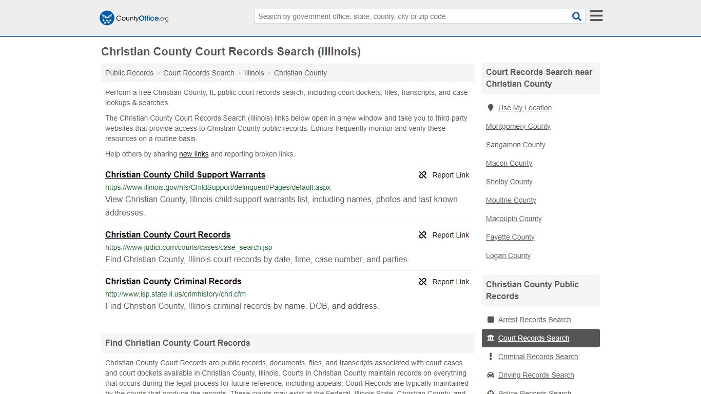 Christian County Court Records Search (Illinois) - County Office